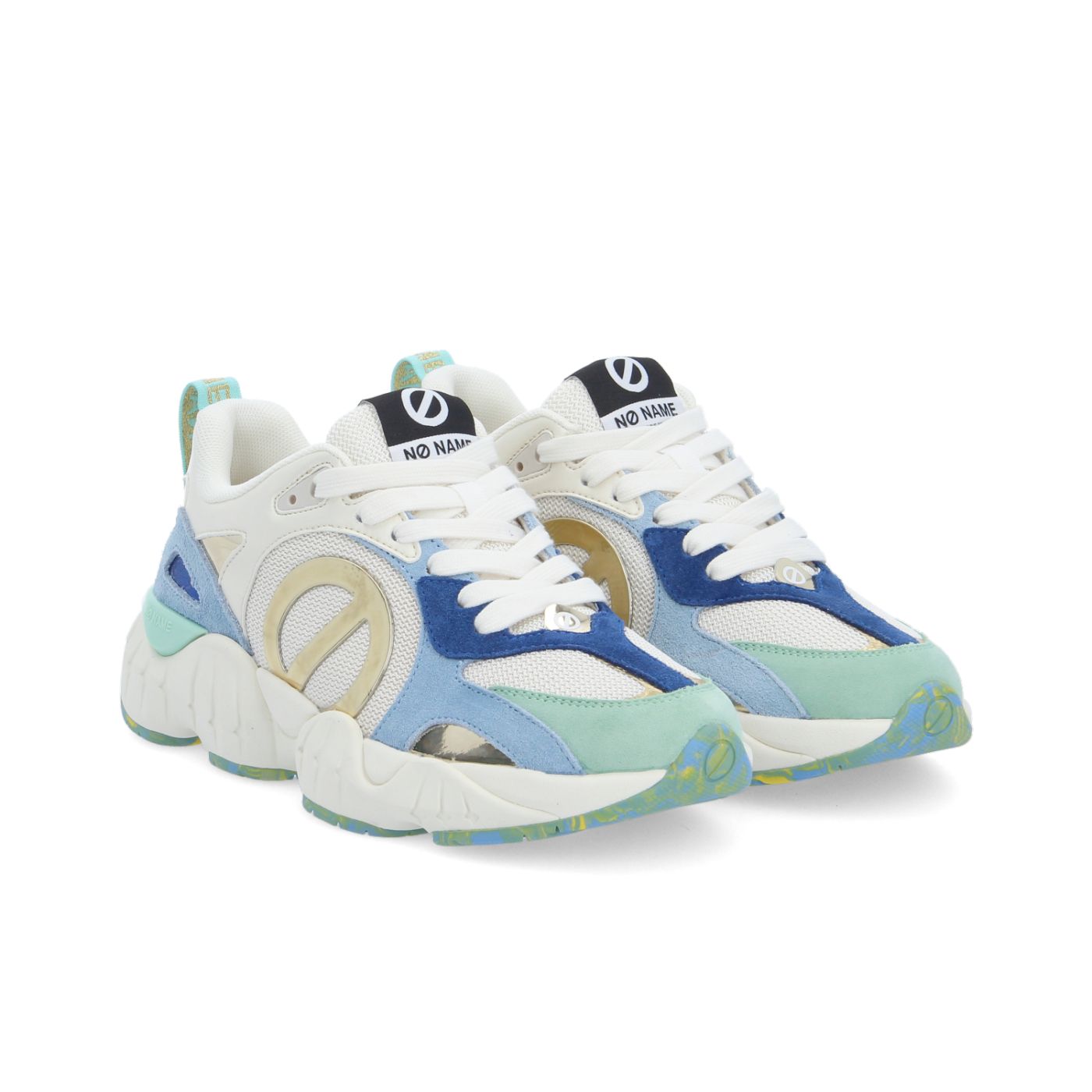 KRAZEE RUNNER W - KNIT/SDE/SDE - BIANCO SPORCO/VERDE/BLU SICILIANO